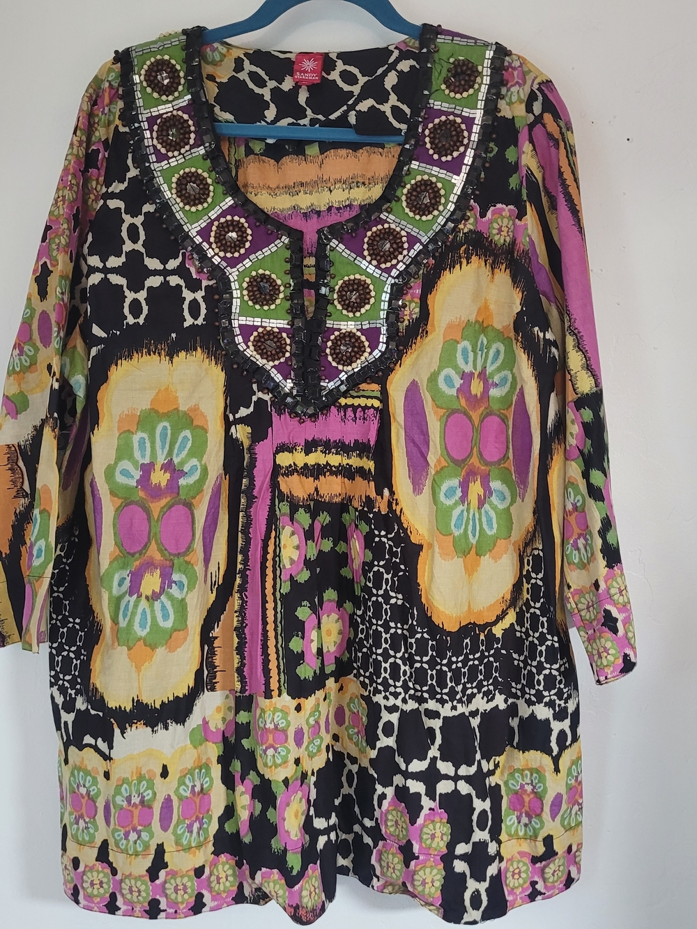 Sandy Starkman Beaded Floral Tunic Top